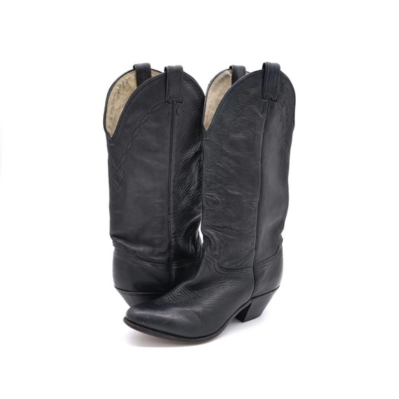 Genuine Elk Shoes Genuine Elk Mens Cowboy Boots Black Pull On